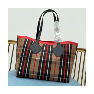 Burberry Giant Canvas Reversible Tote Shoulder Shopper Bag, 51cm - 버버리 자이언트 캔버스 리버서블 남여공용 토트 숄더 쇼퍼백,BURB0119,51cm,브라운+옐로우