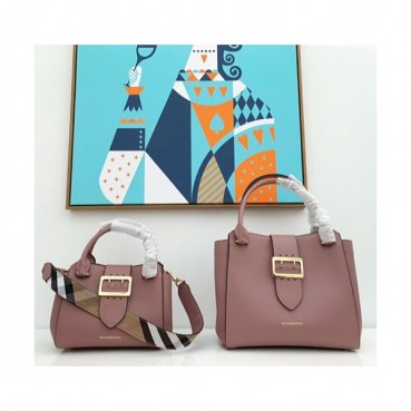 Burberry 2019 Leather Buckle Tote Shoulder Bag, 24/30cm - 버버리 2019 레더 버클 토트 숄더백,BURB0103,24/30cm,핑크