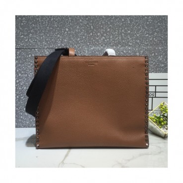 Valentino 2019 Leather Tote Shoudler Shopper Bag,40CM - 발렌티노 2019 레더 토트 숄더 쇼퍼백,VTB0495,40CM,브라운