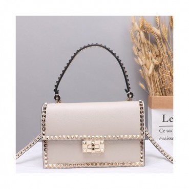 Valentino 2019 Leather Garavani Rockstud Tote Shoudler Bag,22CM - 발렌티노 2019 레더 가라바니 락스터드 토트 숄더백, VTB0481,22CM,아이보리