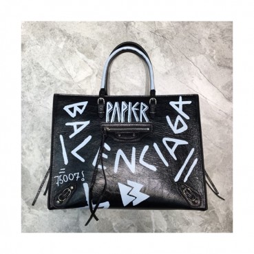 Balenciaga 2019 Leather Tote Shoulder Bag,33CM - 발렌시아가 2019 레더 토트 숄더백,BGB0270,33CM,블랙