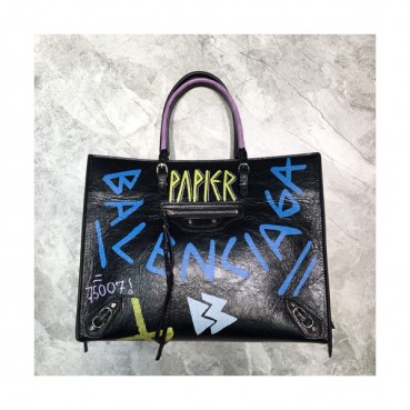 Balenciaga 2019 Leather Tote Shoulder Bag,33CM - 발렌시아가 2019 레더 토트 숄더백,BGB0269,33CM,블랙