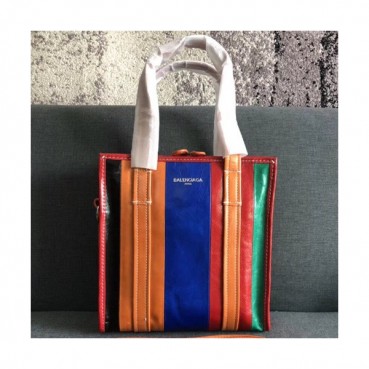 Balenciaga 2019 Bazar Leather Tote Shoulder Shopper Bag,22CM - 발렌시아가 2019 바자르 레더 남여공용 토트 숄더 쇼퍼백,BGB0232,22CM,블루+오렌지