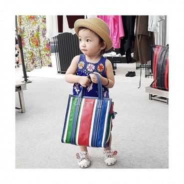Balenciaga 2019 Bazar Leather Tote Shoulder Shopper Bag,22CM - 발렌시아가 2019 바자르 레더 남여공용 토트 숄더 쇼퍼백,BGB0231,22CM,레드+블루그린