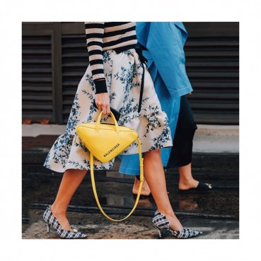 Balenciaga 2019 Triangle  Leather Tote Shoulder Bag,23CM - 발렌시아가 2019 트라이앵글 토트 숄더백,BGB0193,23CM,옐로우