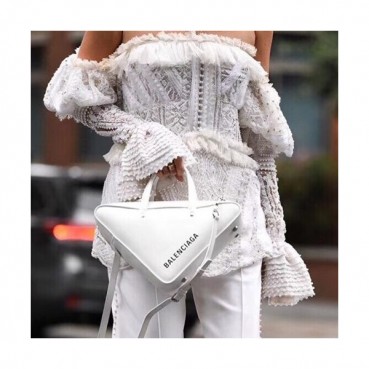 Balenciaga 2019 Triangle  Leather Tote Shoulder Bag,23CM - 발렌시아가 2019 트라이앵글 토트 숄더백,BGB0192,23CM,화이트