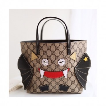 Gucci 2019 Supreme Bat Mini Tote Bag,21CM - 구찌 2019 수프림 박쥐 여성용 미니 토트백 525522,GUB0530,21CM,블랙