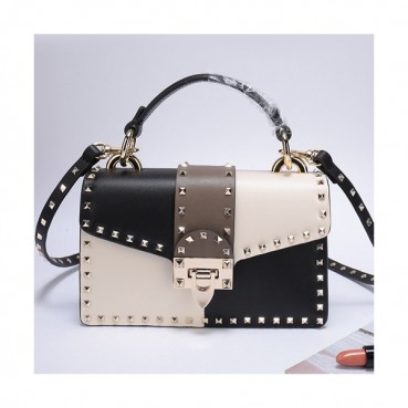 Valentino 2019 Leather Tote Shoudler Bag,21/25CM - 발렌티노 2019 레더 토트 숄더백,VTB0315,21/25CM,블랙+화이트(그레이)