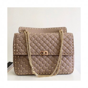 Valentino 2019 Leather Rockstud Spike Large Tote Shoudler Bag,33CM - 발렌티노 2019 레더 락스터드 스파이크 라지 토트 숄더백,VTB0241,33CM,다크베이지