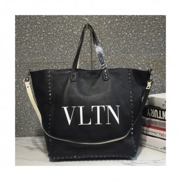 [활용성 대박!]Valentino 2019 Leather Ruckstud Tote Shoulder Shopper Bag,33CM - 발렌티노 2019 레더 락스터드 토트 숄더 쇼퍼백,VTB0179,33CM,블랙