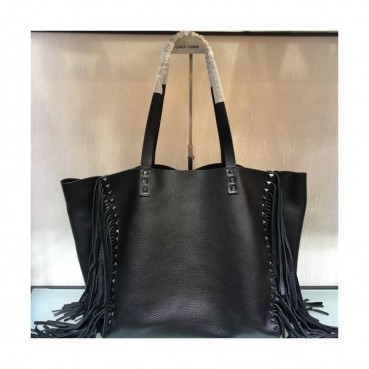 Valentino 2019 Leather Ruckstud Tassel Tote Shoulder Shopper Bag,34CM - 발렌티노 2019 레더 락스터드 태슬 토트 숄더 쇼퍼백,VTB0178,34CM,블랙
