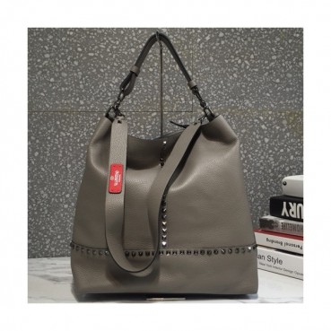 Valentino 2019 Leather Rockstud Tote Shoulder Bag,34CM - 발렌티노 2019 레더 락스터드 토트 숄더백,VTB0176,34CM,그레이
