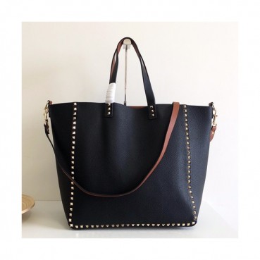 Valentino 2019 Leather Reversible Tote Shoulder Shopper Bag,36CM - 발렌티노 2019 레더 리버시블 토트 숄더 쇼퍼백,VTB0150,36CM,블랙+브라운