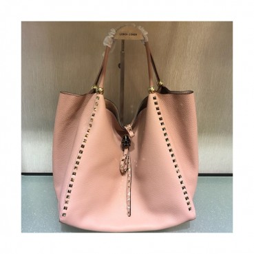 Valentino 2019 Leather Rockstud Tote Shopper Bag,33CM - 발렌티노 2019 레더 락스터드 토트 쇼퍼백,VTB0139,33CM,핑크