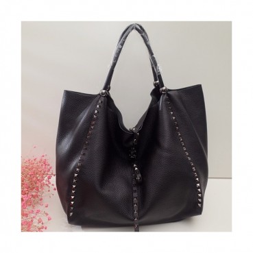 Valentino 2019 Leather Rockstud Tote Shopper Bag,33CM - 발렌티노 2019 레더 락스터드 토트 쇼퍼백,VTB0138,33CM,블랙