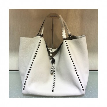 Valentino 2019 Leather Rockstud Tote Shopper Bag,33CM - 발렌티노 2019 레더 락스터드 토트 쇼퍼백,VTB0137,33CM,크림