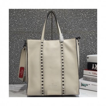 Valentino 2019 Leather Rockstud Tote Shoudler Shopper Bag,30CM - 발렌티노 2019 레더 락스터드 토트 숄더 쇼퍼백,VTB0097,30CM,크림