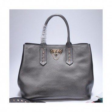 Valentino 2019 Leather Rockstud Tote Shoudler Bag,35CM - 발렌티노 2019 레더 락스터드 토트 숄더백,VTB0094,35CM,다크그레이