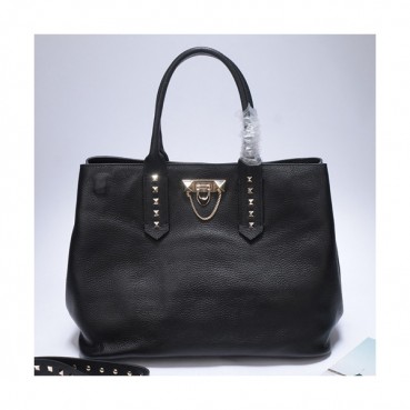 [모던한 디자인!!] Valentino 2019 Leather Rockstud Tote Shoudler Bag,35CM - 발렌티노 2019 레더 락스터드 토트 숄더백,VTB0092,35CM,블랙
