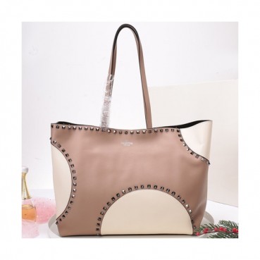 Valentino 2019 Leather Rockstud Tote Shoudler Shopper Bag,35CM - 발렌티노 2019 레더 락스터드 토트 숄더 쇼퍼백,VTB0090,35CM,핑크