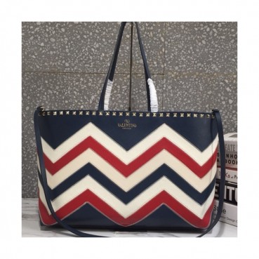 Valentino 2019 Leather Rockstud Tote Shoudler Shopper Bag,48CM - 발렌티노 2019 레더 락스터드 토트 숄더 쇼퍼백,VTB0051,48CM,네이비