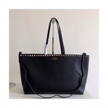 [수납력 GOOD ~] Valentino 2019 Leather Garavani Rockstud Tote Shoudler Shopper Bag,48CM - 발렌티노 2019 레더 가라바니 락스터드 토트 숄더 쇼퍼백,VTB0048,48CM,블랙