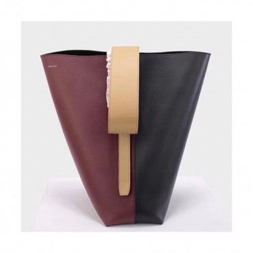Celine Leather Two-tone Bucket Tote Bag,37CM 
