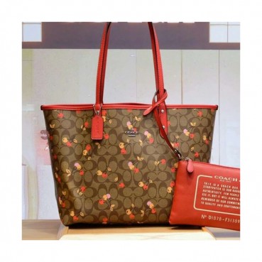 Coach Riversible Tote Shoulder Shopper Bag,32cm - 코치 리버서블 토트 숄더 쇼퍼백 COAB0222,32cm,레드