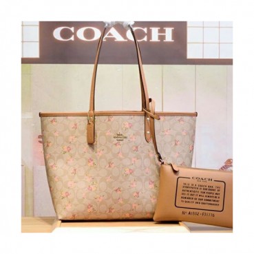 Coach Riversible Tote Shoulder Shopper Bag,32cm - 코치 리버서블 토트 숄더 쇼퍼백 COAB0221,32cm,라이트카멜