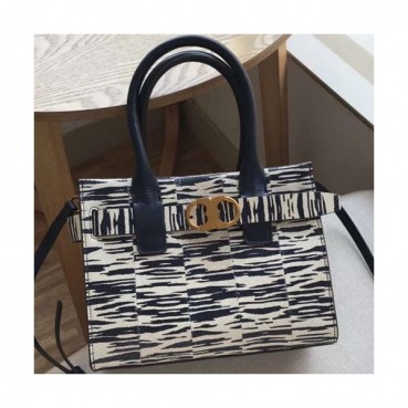 Tory Burch Leather White+Navy Tote Bag,23.5cm - 토리버치 레더 화이트+네이비 토트백 TBB0205,23.5cm
