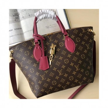 Louis Vuitton Monogram Flower Zipped Tote Shoulder Bag,36cm - 루이비통 모노그램 플라워 지퍼 토트 숄더백  M44359,LOUB1024,36cm,브라운+와인