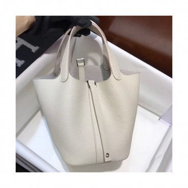 Hermes Picotin Lock Leather Tote Bag,18cm - 에르메스 피코탄 락 레더 여성용 토트백 HERB0652, 18cm,아이보리