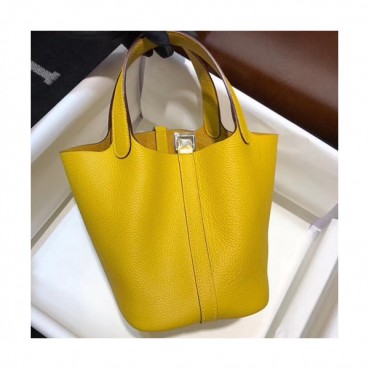Hermes Picotin Lock Leather Tote Bag,18cm - 에르메스 피코탄 락 레더 여성용 토트백 HERB0651, 18cm,옐로우