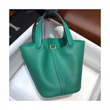 Hermes Picotin Lock Leather Tote Bag,18cm - 에르메스 피코탄 락 레더 여성용 토트백 HERB0650, 18cm,그린