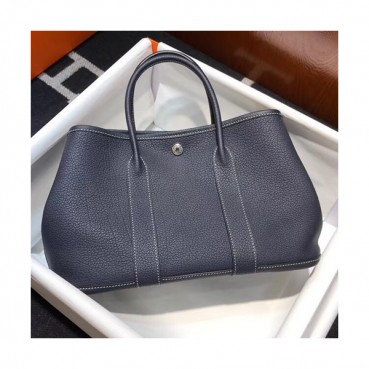 Hermes Garden Party Leather Tote Bag,30cm - 에르메스 가든파티 레더 여성용 토트백 HERB0648, 30cm,네이비