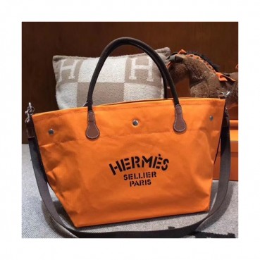 Hermes Canvas Tote Shoulder Shopper Bag  - 에르메스 캔버스 여성용 토트 숄더 쇼퍼백 HERB0620,오렌지