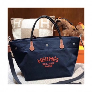 Hermes Canvas Tote Shoulder Shopper Bag  - 에르메스 캔버스 여성용 토트 숄더 쇼퍼백 HERB0619,네이비
