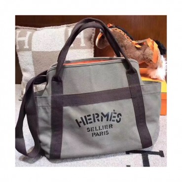 Hermes Canvas Tote Shoulder Shopper Bag  - 에르메스 캔버스 여성용 토트 숄더 쇼퍼백 HERB0614,그레이
