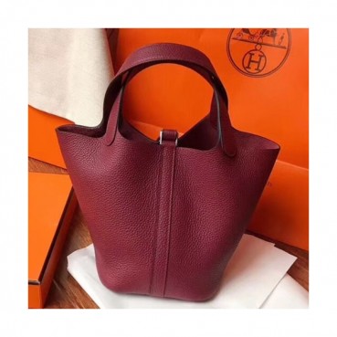 Hermes Picotin Lock Leather Tote Bag,18cm - 에르메스 피코탄 락 레더 여성용 토트백 HERB0582, 18cm,와인