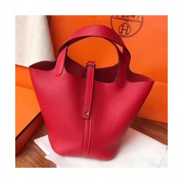 Hermes Picotin Lock Leather Tote Bag,18cm - 에르메스 피코탄 락 레더 여성용 토트백 HERB0581, 18cm,레드