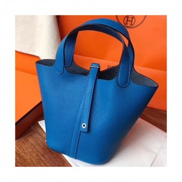 Hermes Picotin  Lock Leather Tote Bag,18cm - 에르메스 피코탄 락 레더 여성용 토트백 HERB0580, 18cm,블루