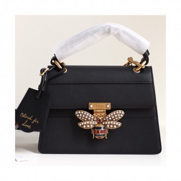 Gucci GG Queen Margaret Leather Tote Shoulder Bag,25.5CM - 구찌 GG 퀸 마가렛 가죽 꿀벌 토트 숄더백 476541,GUB0392,25.5cm,블랙