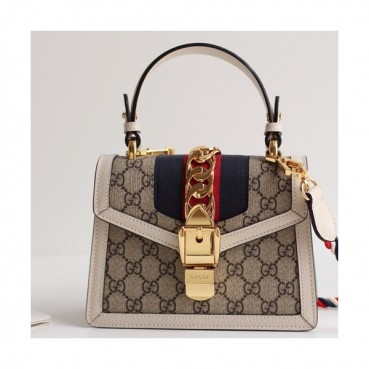 Gucci Sylvie Mini Tote Shoulder Bag,20CM - 구찌 실비 미니 토트 숄더백 470270,GUB0339,20CM,화이트