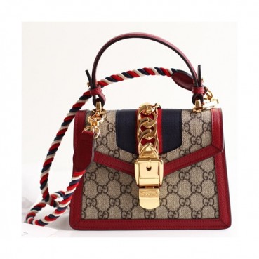 Gucci Sylvie Mini Tote Shoulder Bag,20CM - 구찌 실비 미니 토트 숄더백 470270,GUB0337,20CM,레드