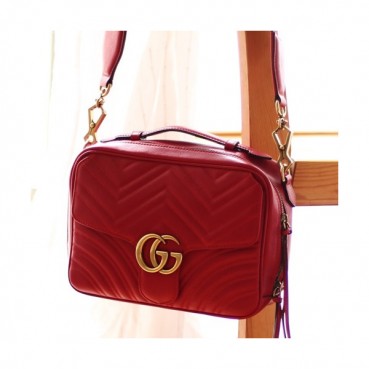 Gucci Marmont Matlase Tote Shoulder Bag,25CM - 구찌 마몬트 마틀라세 토트 숄더백 498100,GUB0296,25cm,레드