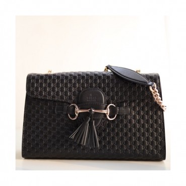 Gucci Microssima Emily Leather Chain Tote Bag,30CM - 구찌 마이크로시마 에밀리 레더 체인 크로스백 449635 ,GUB0272,30cm,블랙