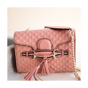 Gucci Microssima Emily Leather Chain Tote Bag,18CM - 구찌 마이크로시마 에밀리 레더 체인 크로스백 449636 ,GUB0271,18cm,핑크