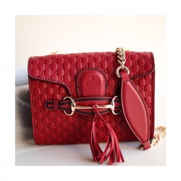 Gucci Microssima Emily Leather Chain Tote Bag,18CM - 구찌 마이크로시마 에밀리 레더 체인 크로스백 449636 ,GUB0269,18cm,레드