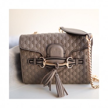 Gucci Microssima Emily Leather Chain Tote Bag,18CM - 구찌 마이크로시마 에밀리 레더 체인 크로스백 449636 ,GUB0268,18cm,그레이
