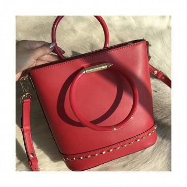 Michael Kors Leather Bucket Tote Shoulder Bag, 22.5CM - 마이클 코어스 레더 버킷 토트 숄더백 ,MKB0256, 22.5CM,레드